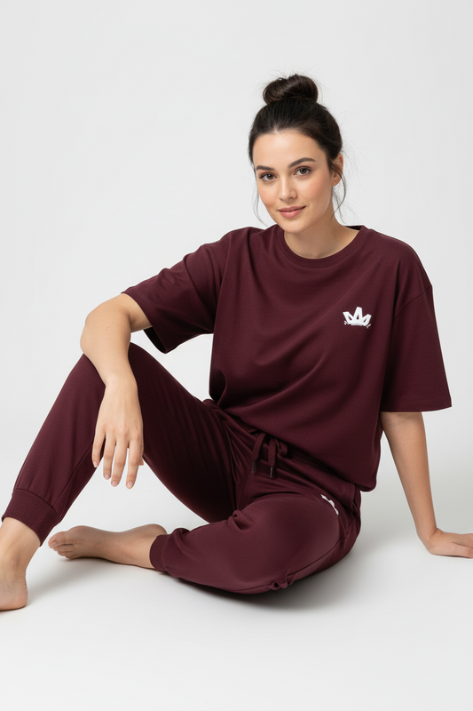 Oversized Co-ord Set // Moody Maroon